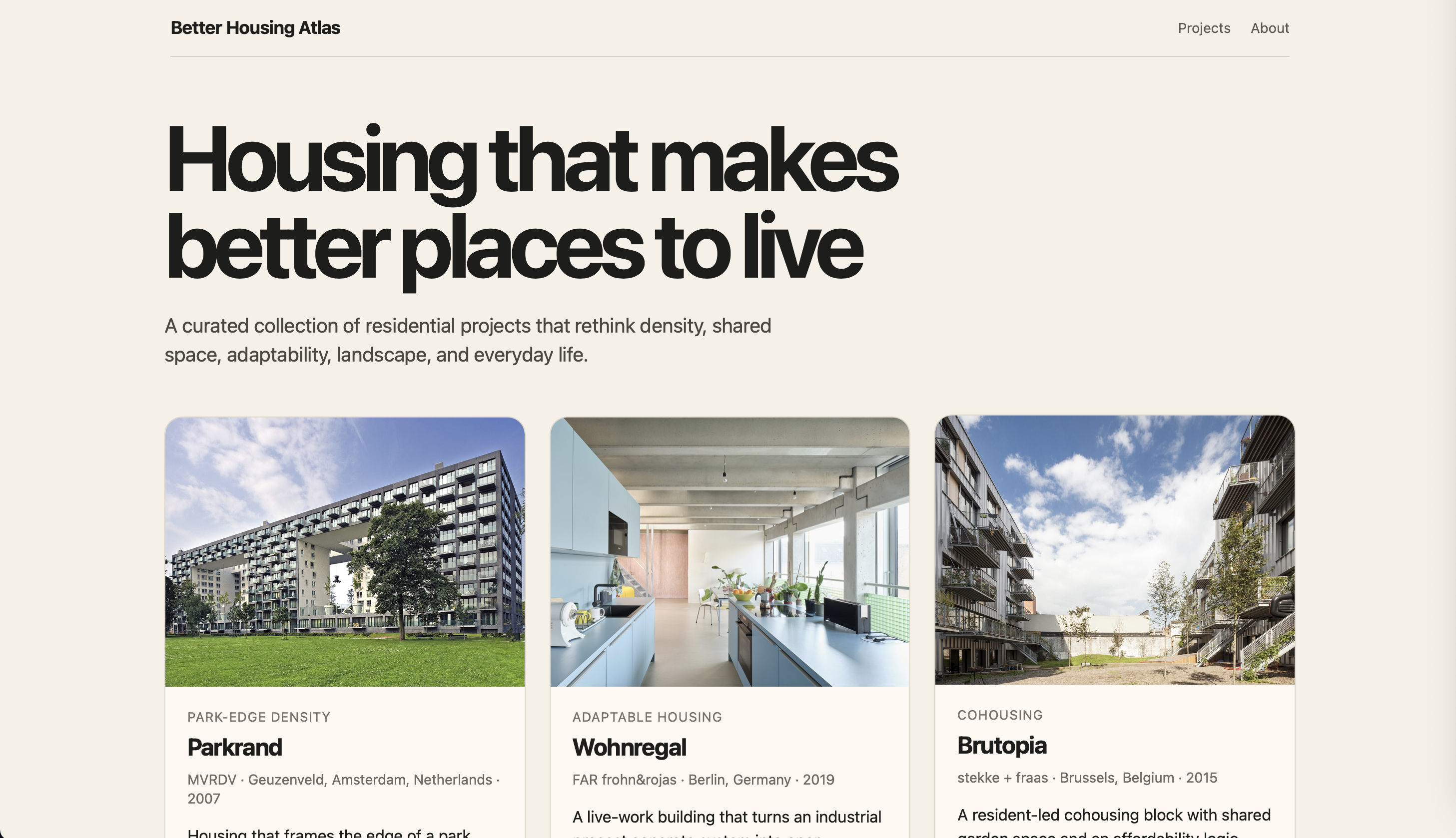 Better Housing Atlas homepage